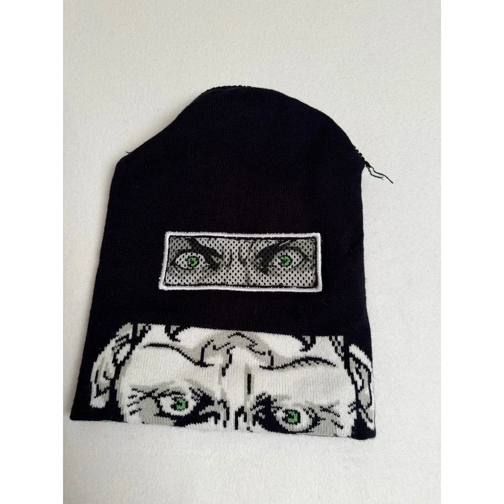 DC Comics The Joker Beanie Hat Purple Knit Mask Mesh Eyes Batman Villain HLY1599